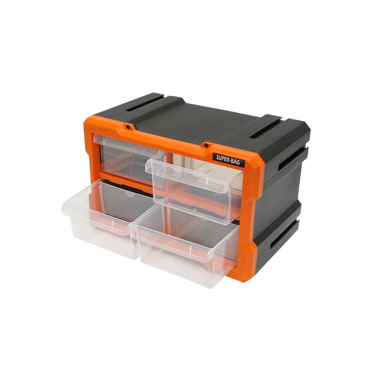 Cutie depozitare portocalie din plastic modulara, 4 sertare 158x266x170mm Breckner Germany